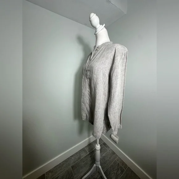 Eileen Fisher  Linen Gray Shirt Medium - Picture 3 of 11